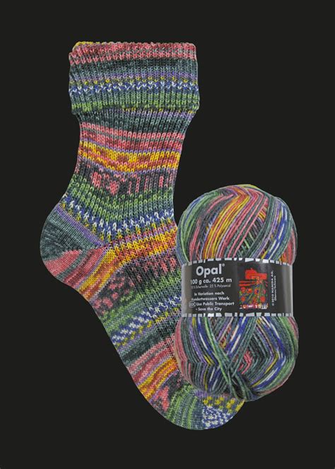Opal 4 Ply 3202 Hundertwasser's Werk (553C) Use Public Transport-Save the City with wool and nylon